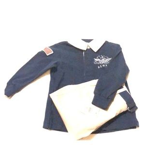 Polo Long Sleeve 12M Collar Shirt With Pants Set